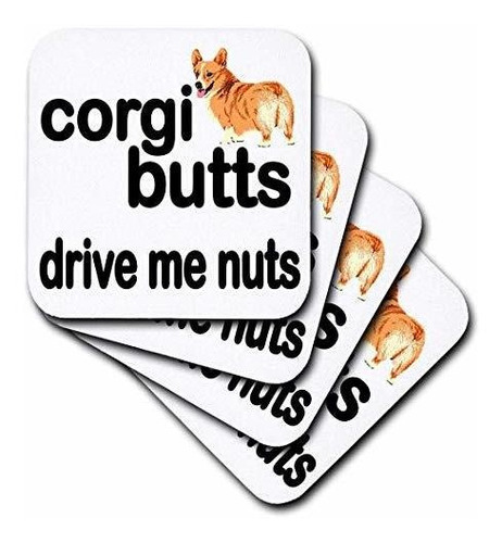 3drose Corgi Butts Drive Me Nuts - Soft Coasters, Set Of 4 (