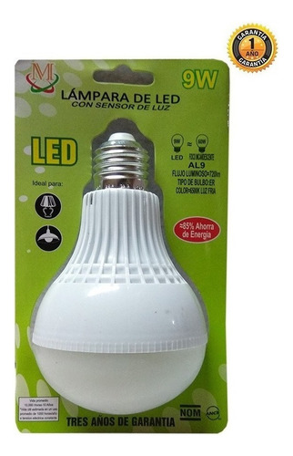 25 Pz Foco Led 9w Con Sensor De Luz Y Sonido E26 E27 Al9p