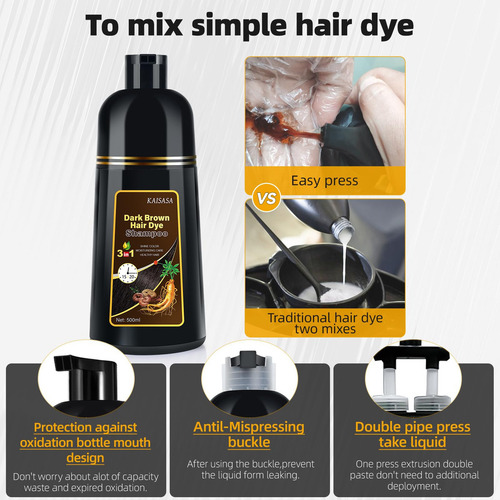 Shampoo Para Teñir Cabello Castaño Oscuro Shampoo 3 En 1 Par