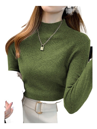 Suéter De Cuello Alto For Mujer, Blusas Elásticas, Jersey D