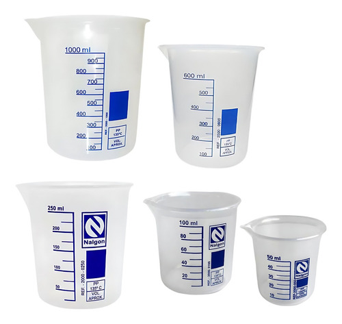 5x Becker 100ml Plástico Graduado Copo Jarra Bequer Nalgon