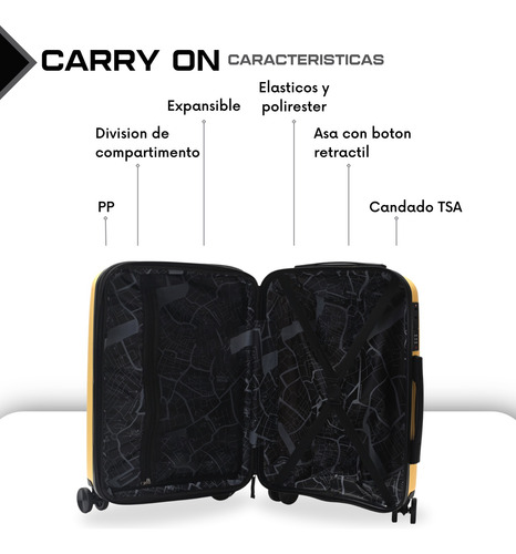 Valija Carry On Cabina 20 Pulgadas Equipaje De Mano De Viaje Amarillo Lisa