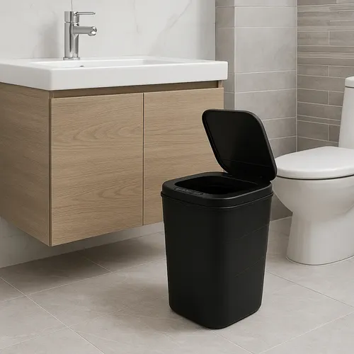Lixeira Antiodor Com Sensor Inteligente Abre Fácil Cesto 17l  Preto