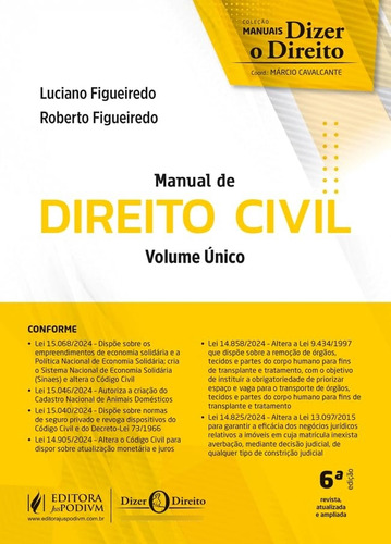 Manual De Direito Civil - Volume Único - 6 Edição 2025 Juspodivm Capa Comum -