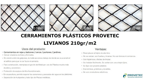 Imagen 7 de 8 de Cerramiento Tejido Malla Plástica Romboidal 10x10mm Negro 5m