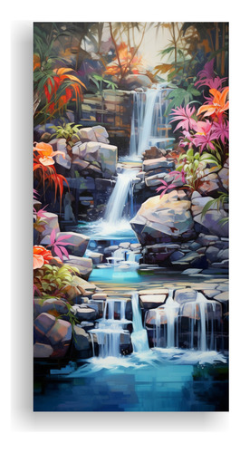 20x40cm Cuadro Moderno De Cascada Tranquila En Ambiente Vibr