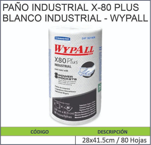 Paño Wypall X-80 Plus Blanco Industrial - Kimberly Clark