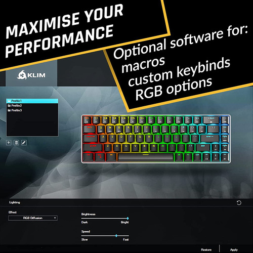 Teclado Klim, Gamer/blanco/bluetooth/rgb