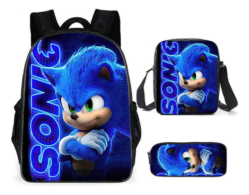 Mochila Sonic Schoolbag Para Adolescentes, 3 Piezas