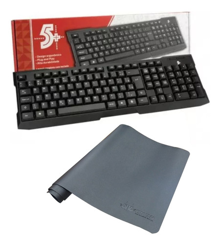 Kit Teclado Usb Office Design Ergonômico Mousepad