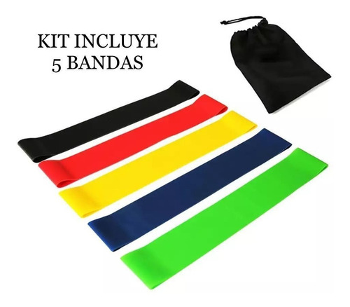 Kit 5 Bandas Elásticas Ejercicios Resistencia 5 Niveles