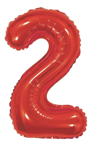 Imagem 1 de 1 de Balão De Número Metalizado Vermelho - Número 2 - 40  1 Metro