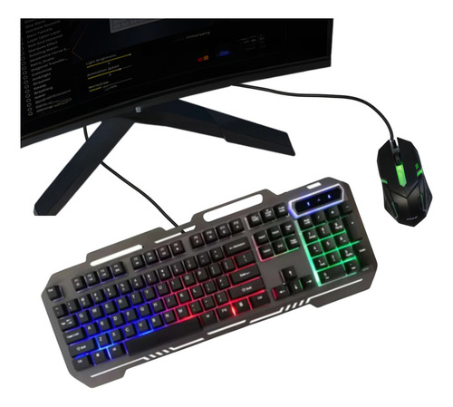 Teclado Gamer Luminoso Abnt2 Usb Semi Mecânico Leds Rgb