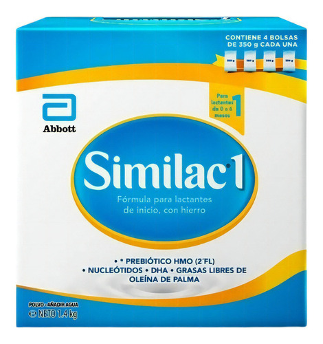 Leche de fórmula en polvo Abbott Similac 1 en caja de 1.4kg de 0 a 6 meses