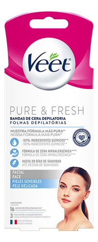 Veet Pure&fresh Banda Depilatoria Rostro Piel Sensible,