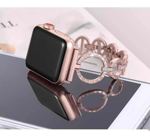 Extensible Applewatch/t500 Dama Ajustable Aros Elegantes Ancho De La Correa 38 Mm Color Rosa Dorado