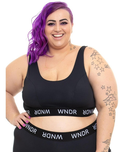Top Sutiã Plus Size Wonder Size Elástico Preto