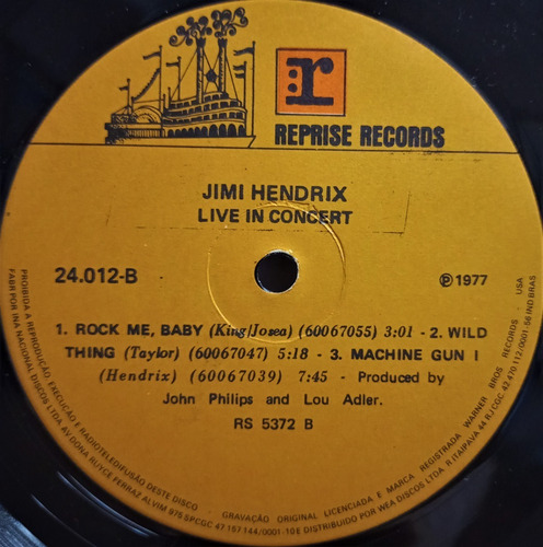 Lp Jimi Hendrix - Live In Concert (1977) Vinil (Usado)