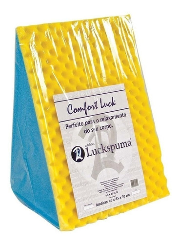 Travesseiro inteligente Luckspuma Encosto triângular 65cm x 30cm cor azul/amarelo