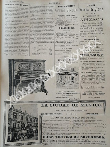 Cartel De Casa Wagner Levien, Pianos Steinway Loteria  1895