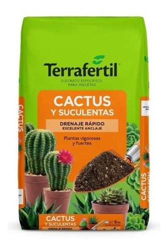 Sustrato Cactus Suculentas Crasas 5lts Terrafertil Terrarios