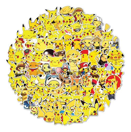 Etiquetas 100 Pçs Pokémon Pikachu Anime  Adesivos 3 A 6 Cm 