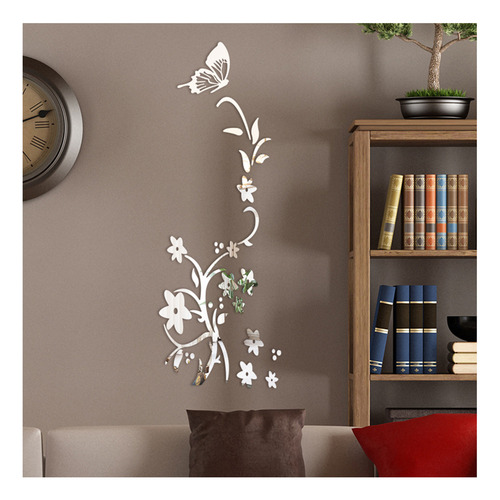Pegatina De Pared Con Espejo 3d Con Forma De Flor De Ratán,