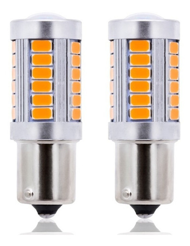 2 Bombillos Led 1156 1 Contacto 33led Luz Cruce Naranja