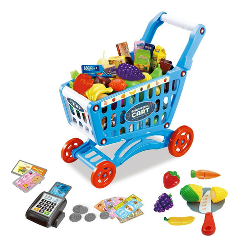 Redcrab Carrito De Supermercado De Juguete Para Niños 54 Pcs