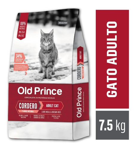 Old Prince Gato Adulto Cordero Y Arroz  X 7.5 Kg  Kangoo Pet