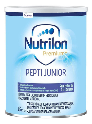 Leche de fórmula en polvo Nutricia Nutrilon Premium+ Pepti Junior en lata de 1 de 400g - 0  a 12 meses