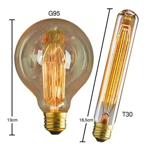 Imagem 3 de 4 de Lâmpada Vintage Retrô Edison Filamento De Carbono - T30