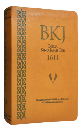 Biblia King James 1611 Com Pilcrows, Referencias, Profecias Messianicas E Palavras Em Vermelho - Capa Luxo Caramelo Com Indice