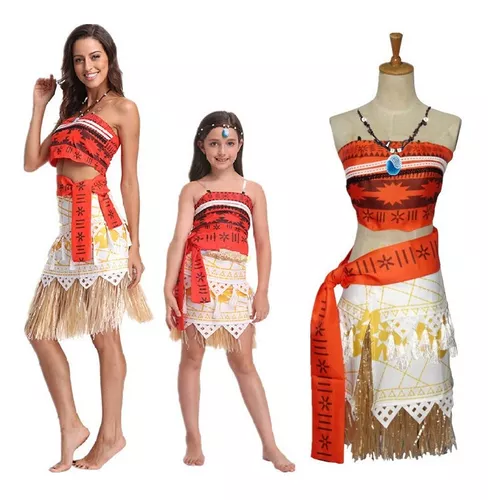 Uma peça halloween vaiana vestido da menina do bebê fantasia