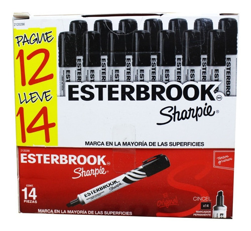 Marcador Esterbrook Permanente Negro Caja C/12 + 2 Gratis