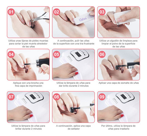 Lampara Uñas Led Uv Esmalte Gel Curado Gel Uñas Nails