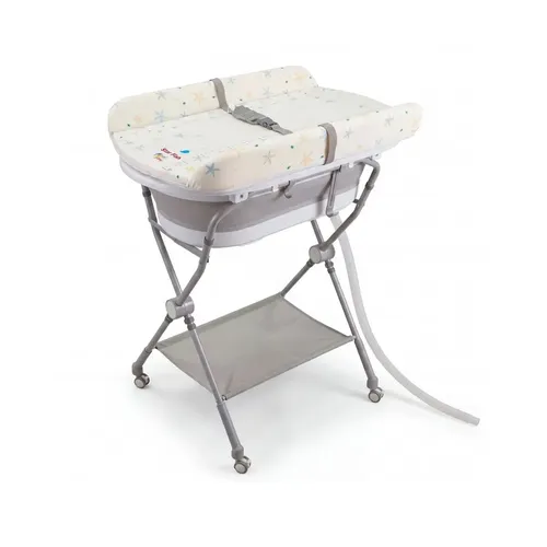 Banheira Bebê Dobrável Trocador Suporte Ajustável 3 Alturas Termômetro 10L Rodinhas Starfish Maxi Baby