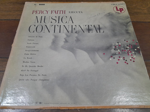 Lp Vinilo - Percy Faith - Ejecuta Música Continental - Arg