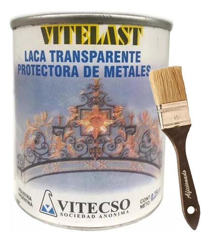 Pincel + Laca Transparente Protectora Metales 4l Vitecso Mm