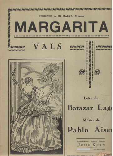 Partitura Del Vals Margarita ( Daisy) De Baltazar Lago