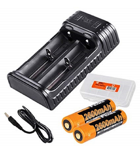 Cargador Fenix Are-x2 Usb + 2 Baterias 18650 Arb-l18 2600mah