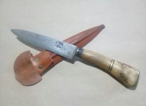 Cuchillo Antiguo Empuñadura Asta De Ciervo El Ombu