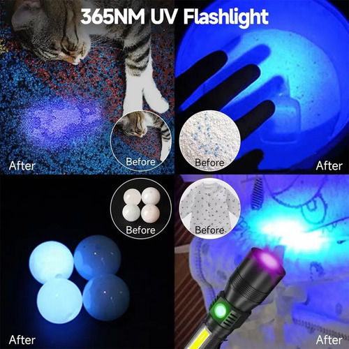 Linterna Led Superbrillante Con Zoom Con Carga Usb Magnética
