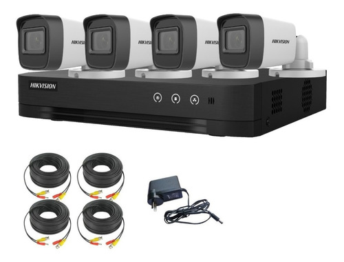 Kit 4 Camaras Seguridad Hik Dvr Hikvision Full Hd Lite P2p Qr + Cables O Baluns A Eleccion