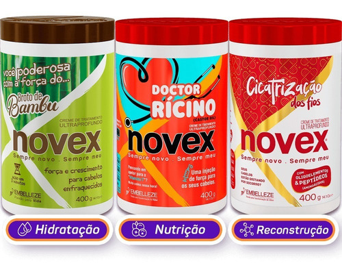 Kit Novex Cronograma Capilar Hnr Para Cabelos Tingidos