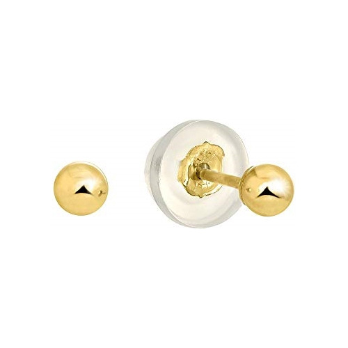 Aretes De Bola De Oro Amarillo De 14 Quilates Para Mujeres