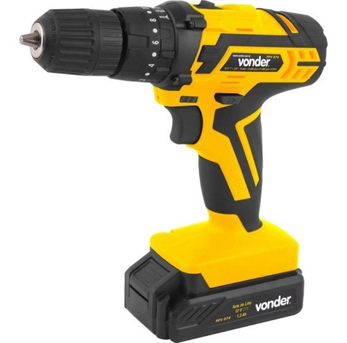 Parafusadeira Furadeira 12v Impacto Bivolt + Kit 74 Vonder