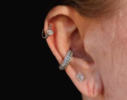 Piercing Argola Double Zircônias Aço Cirurgico Conch 12 Mm