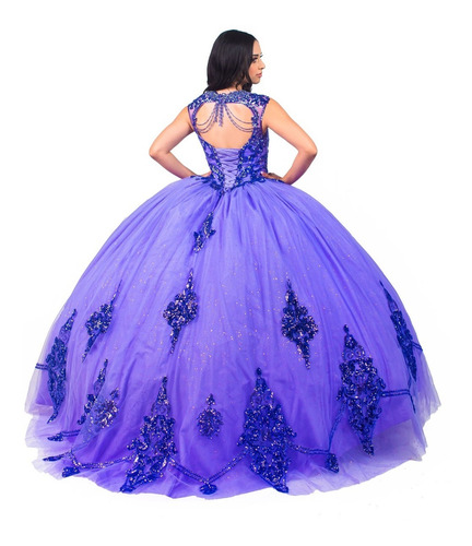 Imagen 3 de 10 de Vestido Quinceañera Glitter Aplicaciones Quince Años Xv