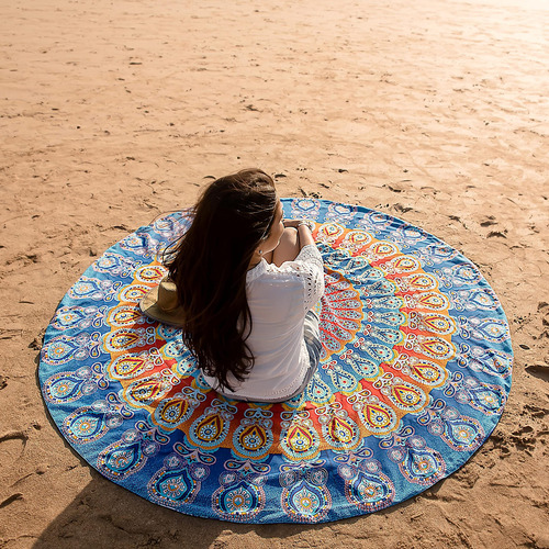 Manta Redonda Playa O Tapiz Mandala Bohemio Tapete Yoga Para